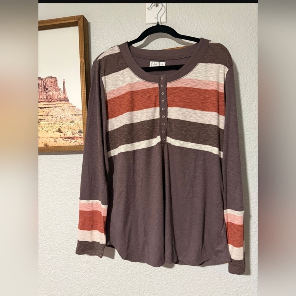 Maurices Earthy Toned Henley Top